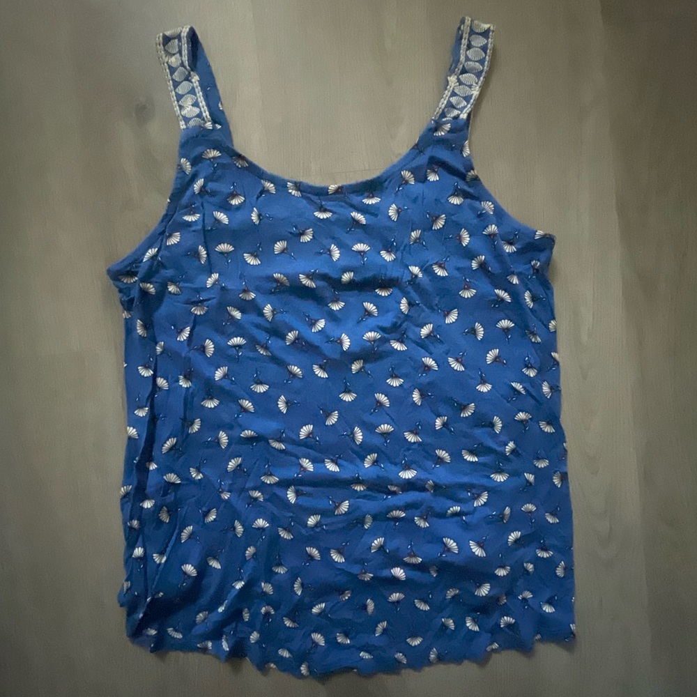 Eyeshadow Blue and White Relaxed Camisole Tank Top